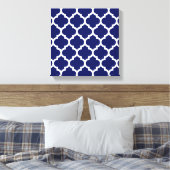 Navy Blue White marokkanische Quatrefolienmuster # Leinwanddruck (Insitu (Schlafzimmer))