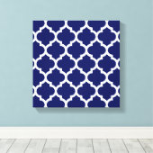 Navy Blue White marokkanische Quatrefolienmuster # Leinwanddruck (Insitu (Holzboden))