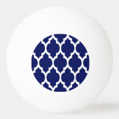 Navy Blue White marokkanische Quatrefolienmuster # Tischtennisball (Rückseite)