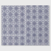 Navy Blue White marokkanische Trellis Boho Tile Mu Geschenkpapier (Flach)