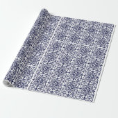 Navy Blue White marokkanische Trellis Boho Tile Mu Geschenkpapier (Ungerollt)