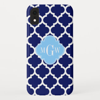 Navy Blue White Marokko #5 Sky Blue Name Monogram Case-Mate iPhone Hülle