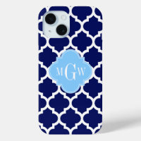Navy Blue White Marokko #5 Sky Blue Name Monogram