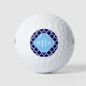 Navy Blue White Marokko #5 Sky Blue Name Monogram Golfball (Vorderseite)