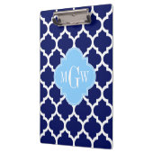 Navy Blue White Marokko #5 Sky Blue Name Monogram Klemmbrett (Links)