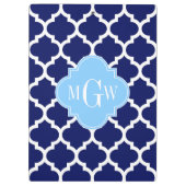 Navy Blue White Marokko #5 Sky Blue Name Monogram Klemmbrett (Rückseite)