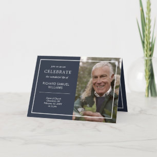 Navy Blue & White Minimal Celebrating Life Foto Einladung