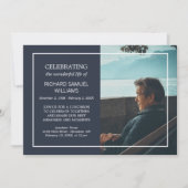 Navy Blue & White Minimal Celebrating Life | FOTO Einladung (Vorderseite)