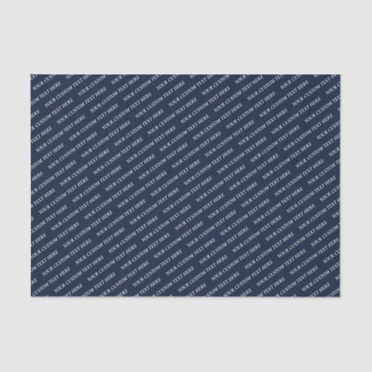 Navy Blue & White Minimal Custom Text Tissue Paper Seidenpapier (Vorderseite)
