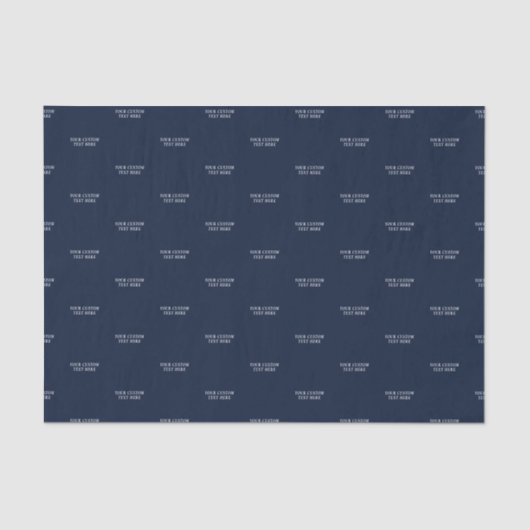 Navy Blue & White Minimal Custom Text Tissue Paper Seidenpapier (Vorderseite)