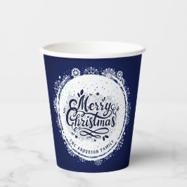 Navy Blue & White Minimal Elegante Merry Chirtsmas Pappbecher