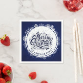 Navy Blue & White Minimal Elegante Merry Chirtsmas Serviette (Beispiel)