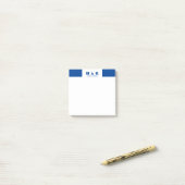 Navy-Blue & White Minimalistic Modernes Monogramm Post-it Klebezettel (Auf Schreibtisch)