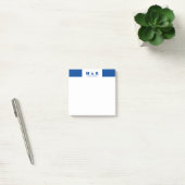 Navy-Blue & White Minimalistic Modernes Monogramm Post-it Klebezettel (Büro)