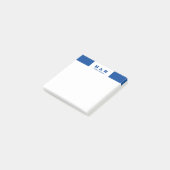 Navy-Blue & White Minimalistic Modernes Monogramm Post-it Klebezettel (angewinkelt)