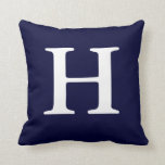 Navy Blue White Mit Monogramm H Throw Kissen<br><div class="desc">Navy Blue White Mit Monogramm H Throw Kissen</div>