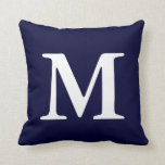 Navy Blue White Mit Monogramm m Throw Kissen<br><div class="desc">Navy Blue White Mit Monogramm m Throw Kissen</div>