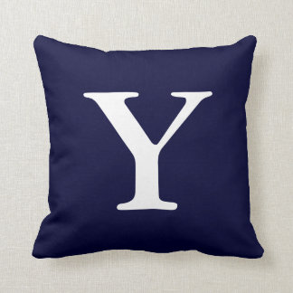 Navy Blue White Mit Monogramm Y Throw Pillow Kissen