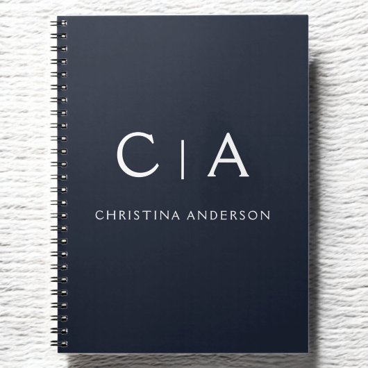 Navy Blue White Modern Elegant Beruflich Classy Notizblock