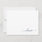 Navy Blue White Modern Script Giron Monogram Name Dankeskarte (Vorderseite)