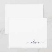 Navy Blue White Modern Script Giron Monogram Name Dankeskarte (Vorne/Hinten)