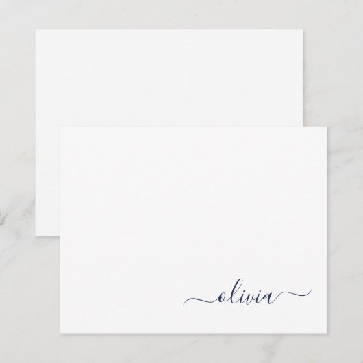 Navy Blue White Modern Script Giron Monogram Name Dankeskarte (Vorne/Hinten)