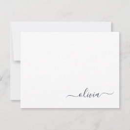 Navy Blue White Modern Script Giron Monogram Name Dankeskarte
