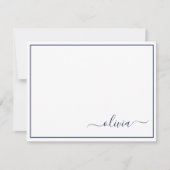 Navy Blue White Modern Script Giron Monogram Name Dankeskarte (Vorderseite)