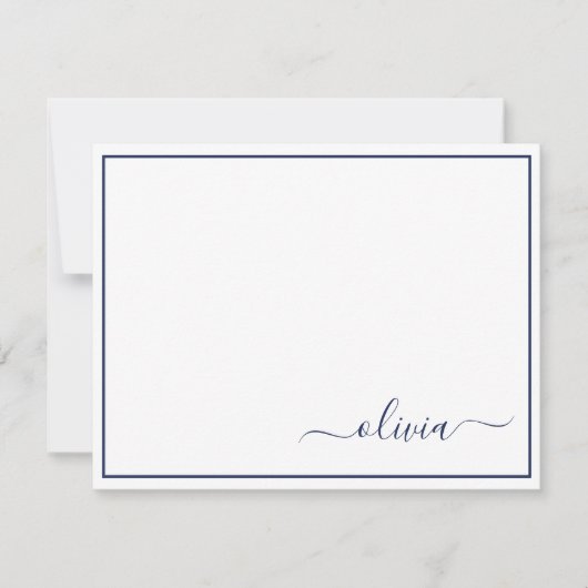 Navy Blue White Modern Script Giron Monogram Name Dankeskarte (Vorderseite)