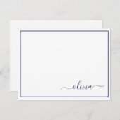 Navy Blue White Modern Script Giron Monogram Name Dankeskarte (Vorne/Hinten)