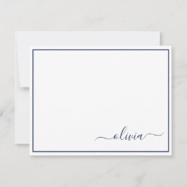 Navy Blue White Modern Script Giron Monogram Name Dankeskarte