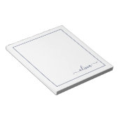 Navy Blue White Modern Script Giron Monogram Name Notizblock (angewinkelt)