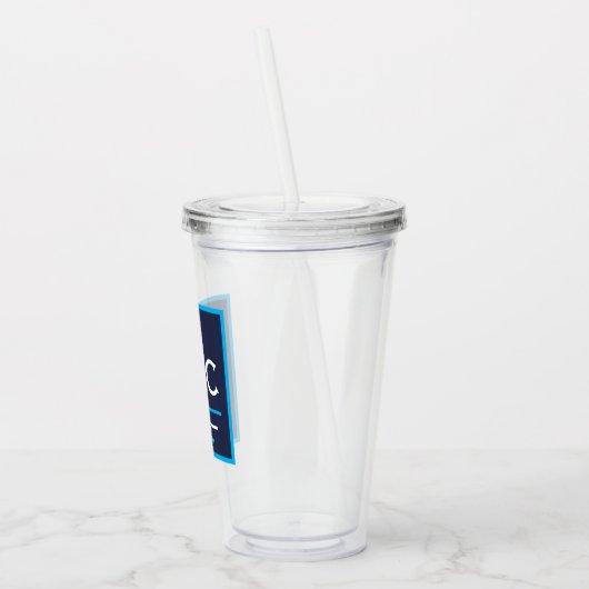 Navy Blue & White Monogram Acryl Tumbler Acryltrinkbecher (Links)