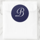 Navy Blue & White Monogram "B" Runder Aufkleber (Tasche)