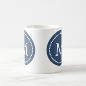 Navy Blue - White Monogram Keramik Tasse (Mittel)
