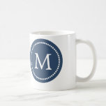 Navy Blue - White Monogram Keramik Tasse<br><div class="desc">Navy Blue und White Monogram Design,  die sowohl klassisch als auch stilvoll ist.</div>