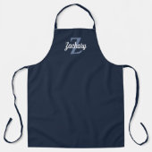 Navy Blue White Monogram Personalisierte Schürze (Vorderseite)