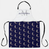 Navy Blue White Monogram Trommelmuster Schürze (Vorderseite)