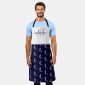 Navy Blue White Monogram Trout Patterns Schürze (Getragen)