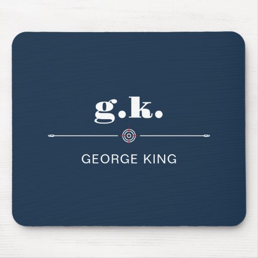 Navy Blue White Monogrammed Target Crosshair Mousepad (Vorne)