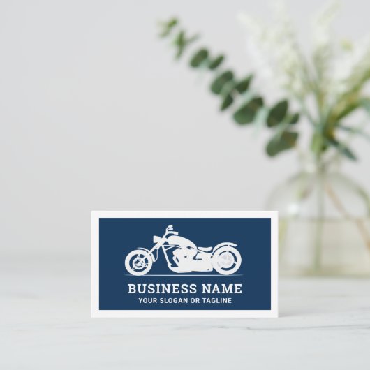 Navy Blue White Motorrad Motorrad Motorrad-Mechani Visitenkarte (Stehend Vorderseite)