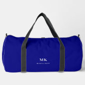 Navy Blue White Name Monogram Duffle Bag (Vorderseite)
