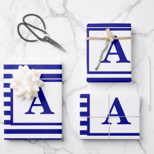 Navy Blue White Naugram Custom Christmas Geschenkpapier Set