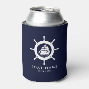 Navy Blue & White Nautical Boat Wheel Dosenkühler