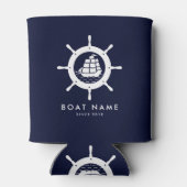Navy Blue & White Nautical Boat Wheel Dosenkühler (Rückseite)