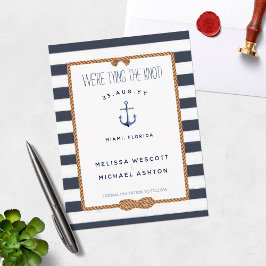 Navy Blue White Nautical Bying the Knot Infinity Save The Date
