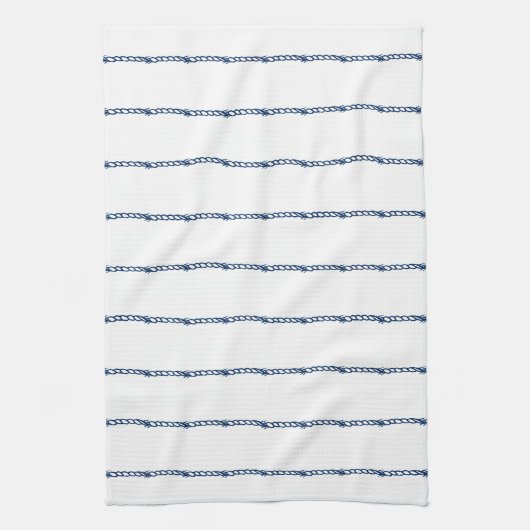 Navy Blue White nautical rope Muster Kitchen Tow Geschirrtuch (Vertikal)