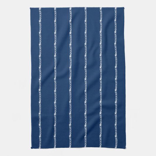 Navy Blue White nautical rope Muster Kitchen Tow Geschirrtuch (Vertikal)