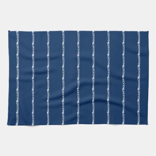 Navy Blue White nautical rope Muster Kitchen Tow Geschirrtuch (Horizontal)