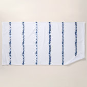 Navy Blue White nautical rope streifen Strandtuch (Vorderseite)
